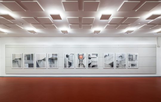 Installation View "Tobias Grewe - PARTITUR BRUT", Baukunstarchiv NRW (left to right: RAW #25, #11, #14, #24, #9, #10, #7, #2, #3, #6) Photo: Sebastian Drüen